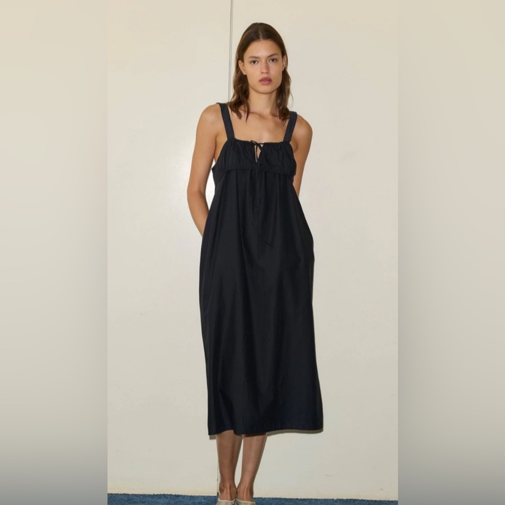 Deiji Studios Black Ruched Tied Dress